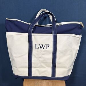 Vintage L.L. Bean Boat And Tote Bag Blue Straps Made In USA Zip Top XL